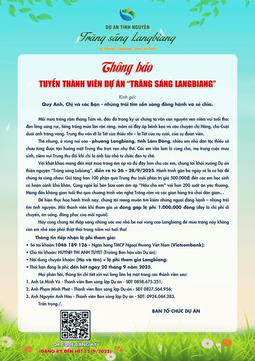 Tuyển thành viên dự án "Trăng Sáng Langbiang"