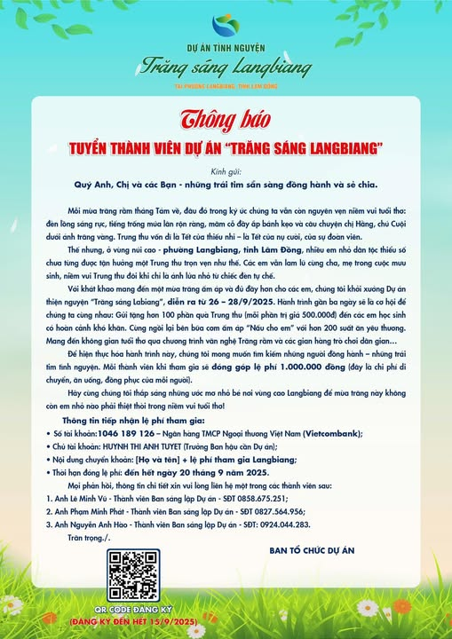 Tuyển thành viên dự án "Trăng Sáng Langbiang"